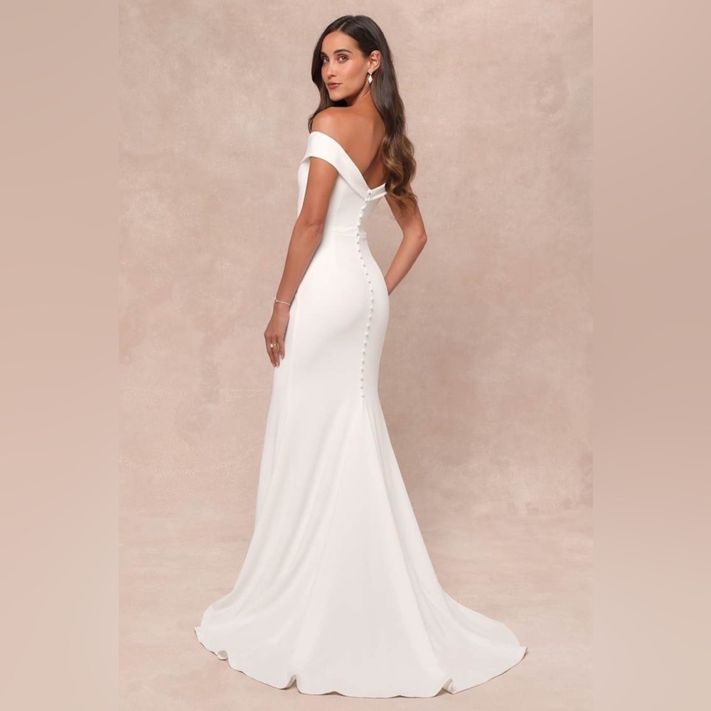 LULU’S Arienne White Off-The-Shoulder Mermaid Maxi Dress - Picture 3 of 5